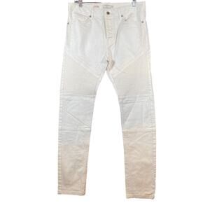 Topman Mens Jeans White Motto Distressed Skinny Cotton Blend Stretch 34x30